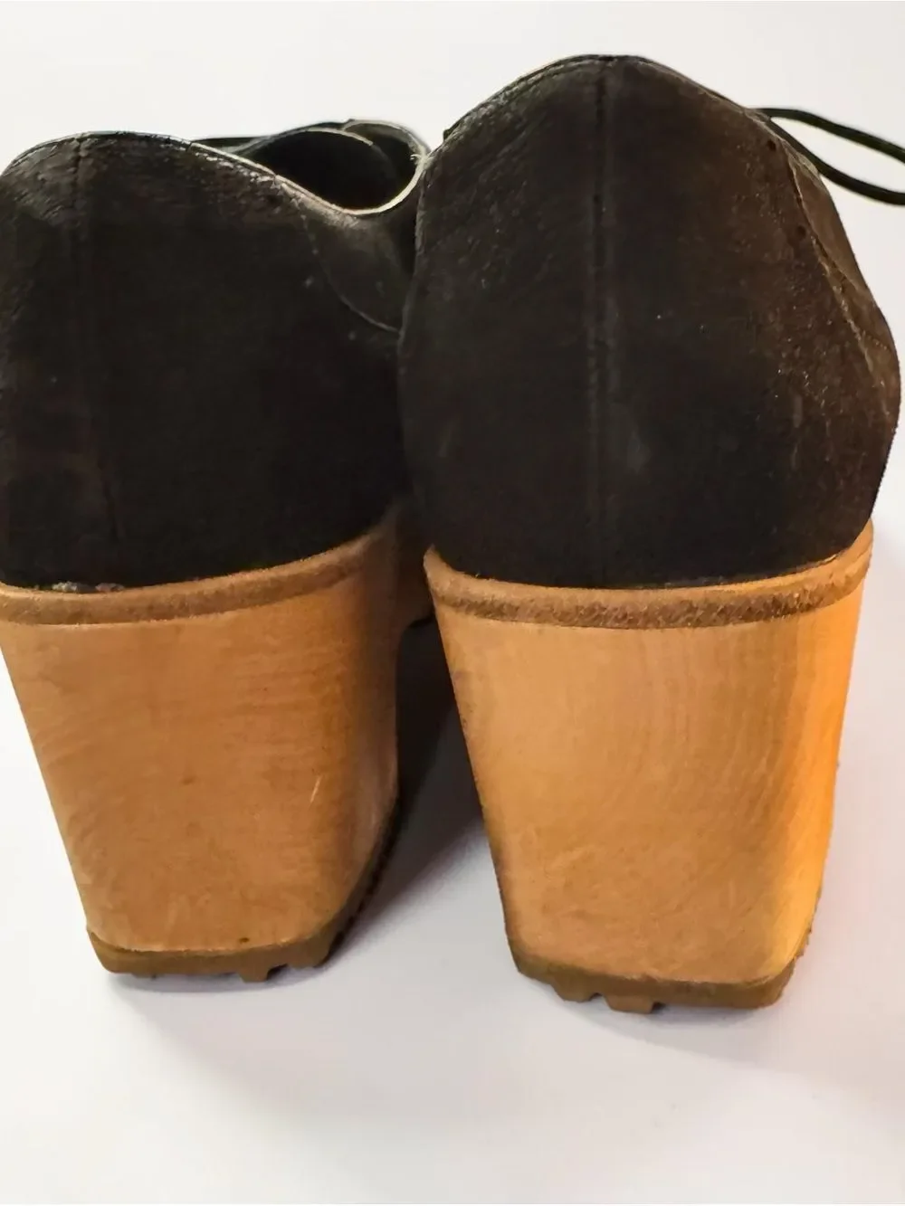 Eileen Fisher Act Wedge Oxford Shoes Suede Wood Platform 9